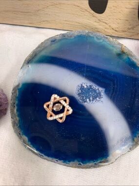 Rose Gold Star  with floating Stone  pendent - silver 925